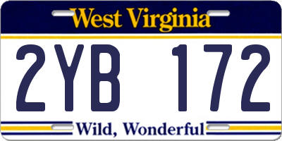 WV license plate 2YB172