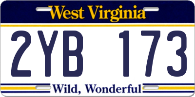WV license plate 2YB173