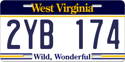 WV license plate 2YB174