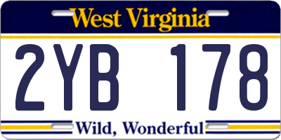 WV license plate 2YB178