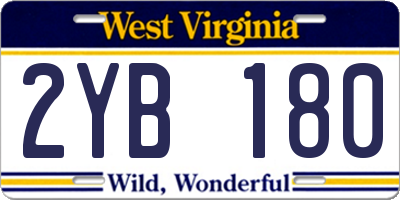 WV license plate 2YB180