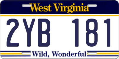 WV license plate 2YB181