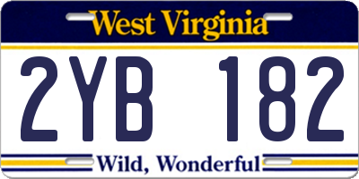 WV license plate 2YB182