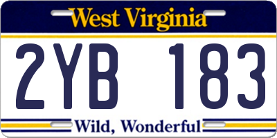WV license plate 2YB183