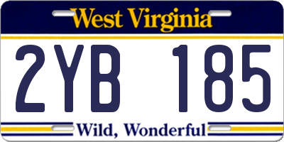 WV license plate 2YB185