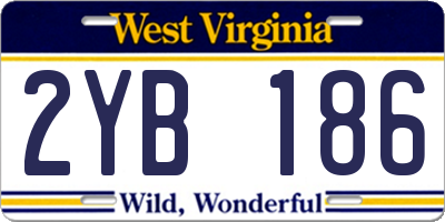 WV license plate 2YB186