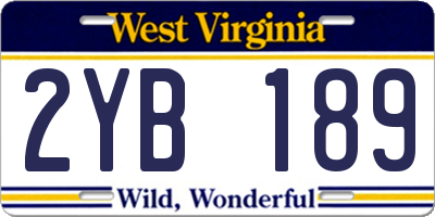 WV license plate 2YB189
