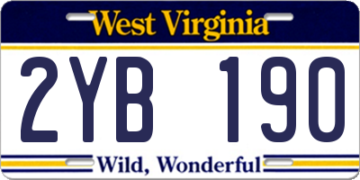 WV license plate 2YB190