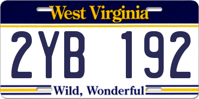 WV license plate 2YB192