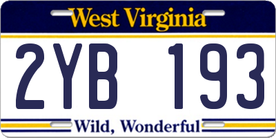 WV license plate 2YB193