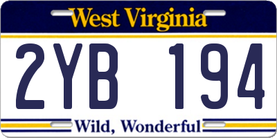 WV license plate 2YB194