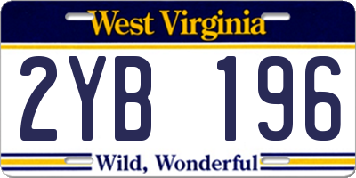 WV license plate 2YB196