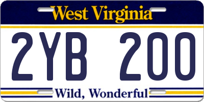 WV license plate 2YB200