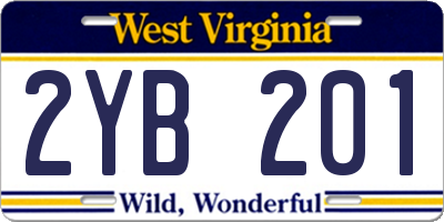WV license plate 2YB201