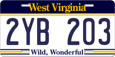 WV license plate 2YB203