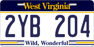 WV license plate 2YB204