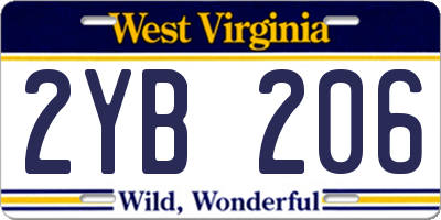 WV license plate 2YB206