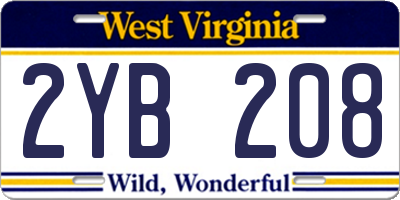 WV license plate 2YB208