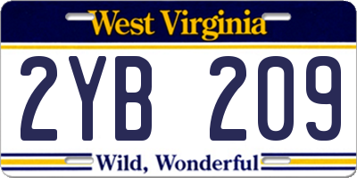 WV license plate 2YB209