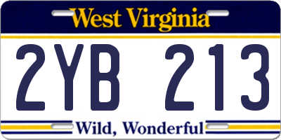 WV license plate 2YB213