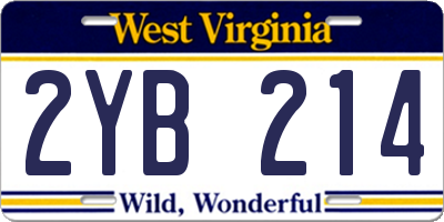 WV license plate 2YB214