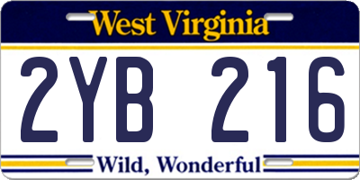 WV license plate 2YB216