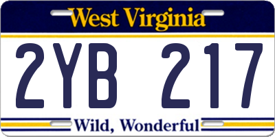 WV license plate 2YB217