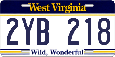 WV license plate 2YB218