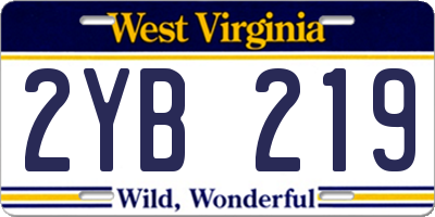 WV license plate 2YB219