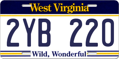 WV license plate 2YB220