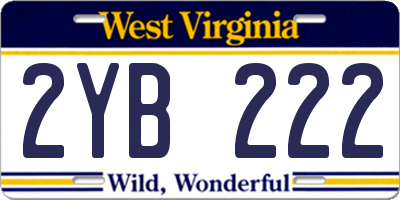 WV license plate 2YB222