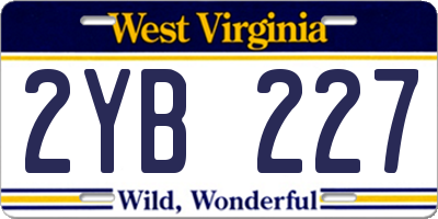 WV license plate 2YB227