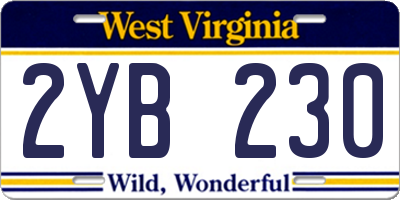 WV license plate 2YB230