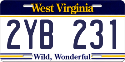 WV license plate 2YB231