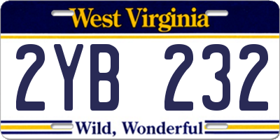WV license plate 2YB232