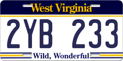 WV license plate 2YB233