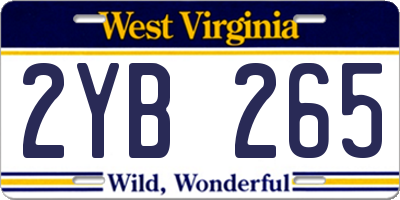 WV license plate 2YB265