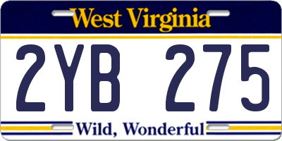 WV license plate 2YB275