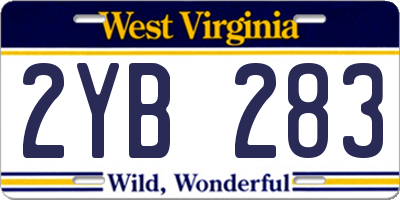 WV license plate 2YB283