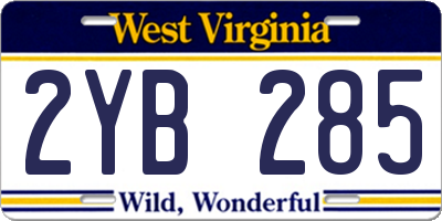 WV license plate 2YB285