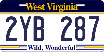 WV license plate 2YB287
