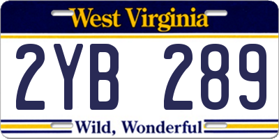 WV license plate 2YB289