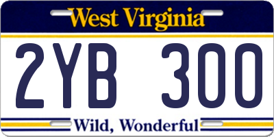 WV license plate 2YB300