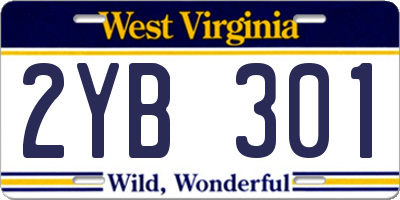 WV license plate 2YB301