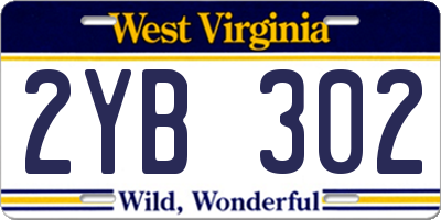 WV license plate 2YB302