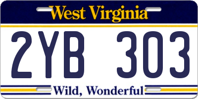 WV license plate 2YB303