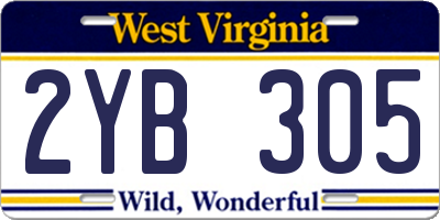 WV license plate 2YB305