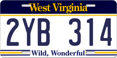 WV license plate 2YB314