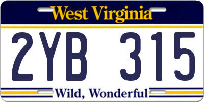WV license plate 2YB315
