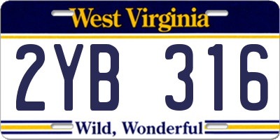 WV license plate 2YB316